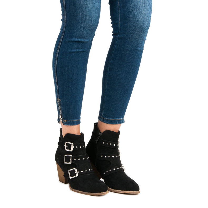 Bottines décontractées à talons hauts le noir 1