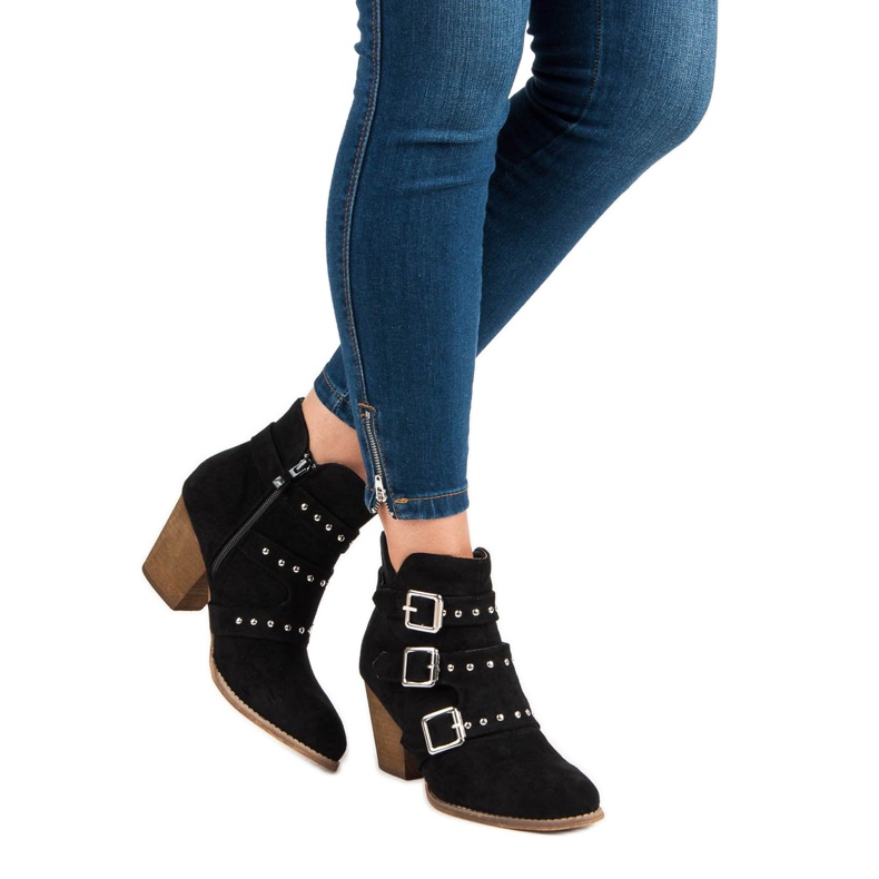 Bottines décontractées à talons hauts noir 2