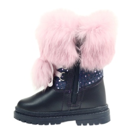 Bartek Bottes en cuir pour fille avec fourrure 216390-013 bleu 2