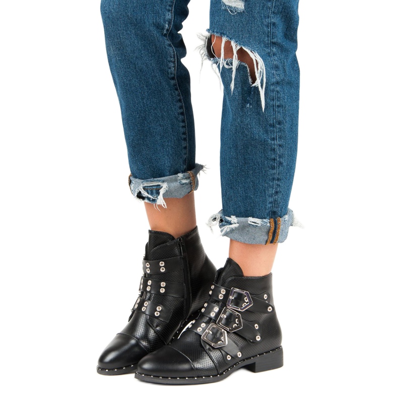 Groto Gogo Rock boots à talon plat noir 1