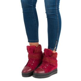 Bottines bordeaux chaudes rouge 1