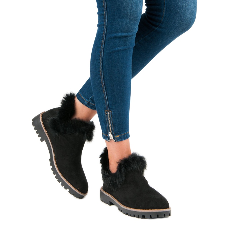 Forever Folie Bottines à enfiler en daim noir 2