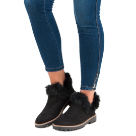 Forever Folie Bottines à enfiler en daim noir 1