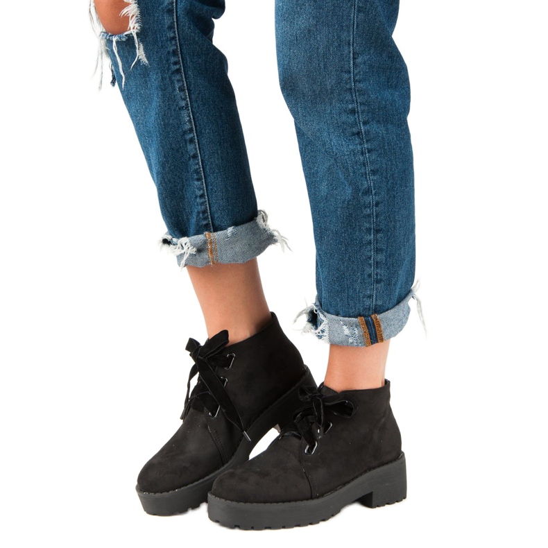 Anesia Paris Bottes en daim à la mode le noir 1