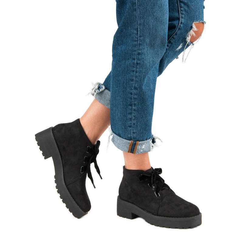 Anesia Paris Bottes en daim à la mode le noir 2