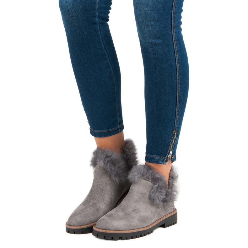 Forever Folie Bottines à enfiler en daim gris 1