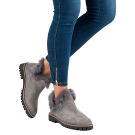 Forever Folie Bottines à enfiler en daim gris 2