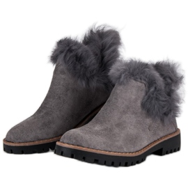Forever Folie Bottines à enfiler en daim gris 5