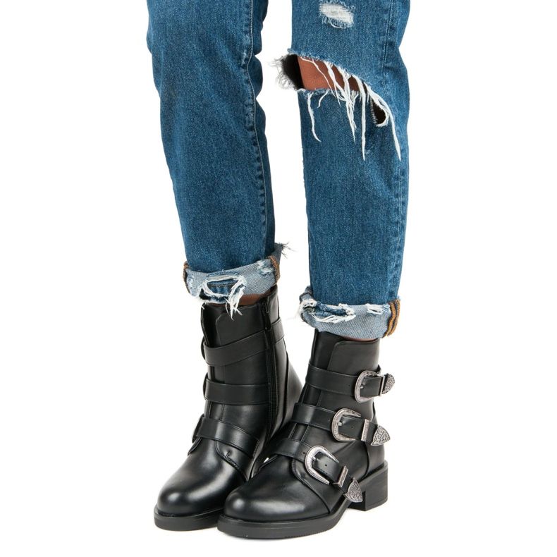 Ideal Shoes Bottes à la mode pour l'automne le noir 1