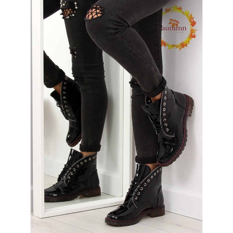 Boots laquées noires A-33 noir 1