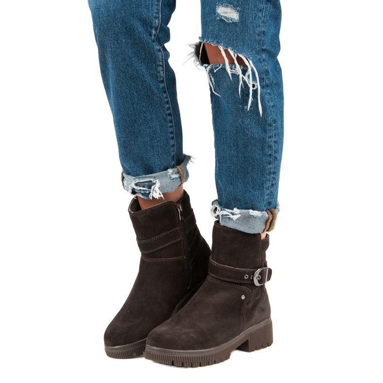 Bottes en cuir chaudes brun 1