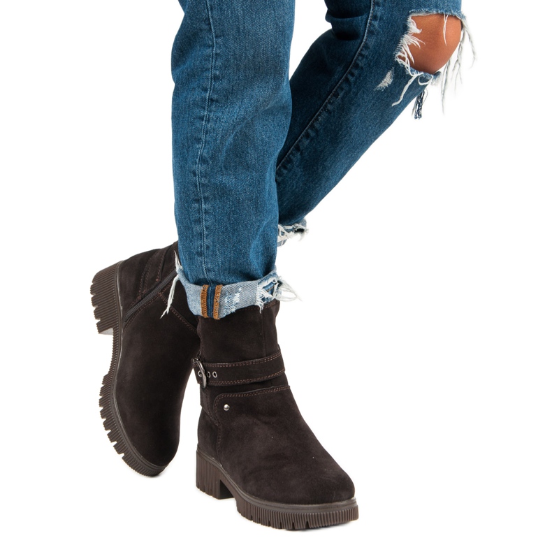 Bottes en cuir chaudes brun 2