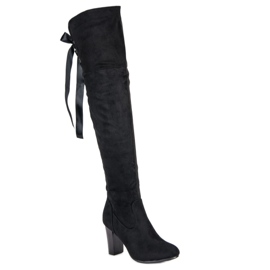 Forever Folie Cuissardes élégantes à talons hauts noir 1