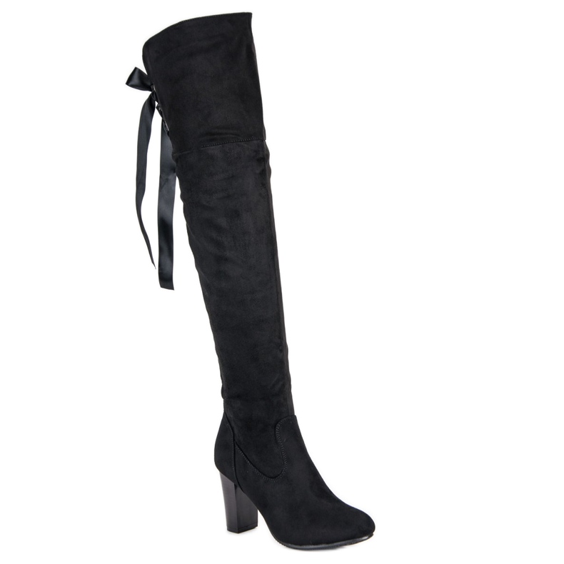 Forever Folie Cuissardes élégantes à talons hauts noir 1