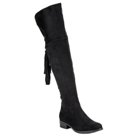 Forever Folie Cuissardes noires à talons plats 1