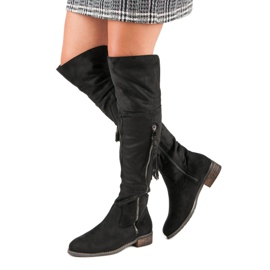 Queentina Bottines bohème en daim le noir 1