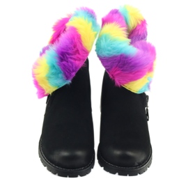 Sergio Leone Bottes avec fourrure colorée avec fermeture éclair le noir multicolore 5