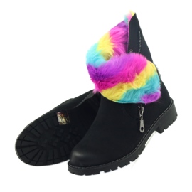 Sergio Leone Bottes avec fourrure colorée avec fermeture éclair le noir multicolore 4