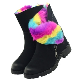 Sergio Leone Bottes avec fourrure colorée avec fermeture éclair le noir multicolore 3