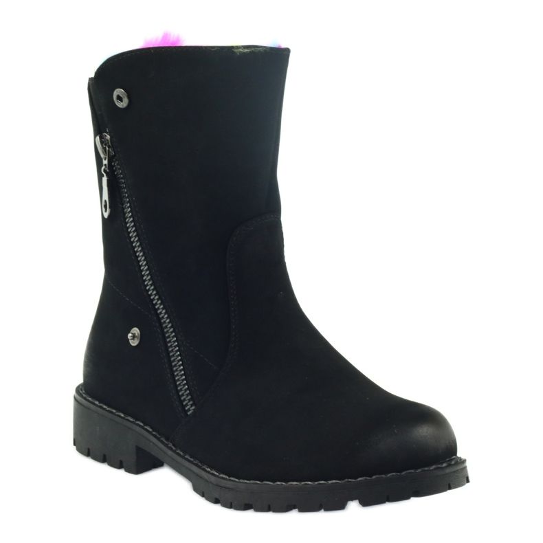 Sergio Leone Bottes avec fourrure colorée avec fermeture éclair noir multicolore 1