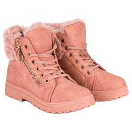 Bottines chaudes et nouées rose 1