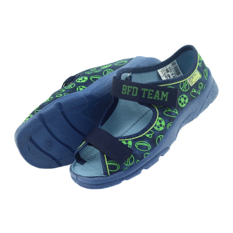Befado chaussures pour enfants sandales pantoufles 969x124 vert bleu marin 4