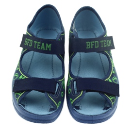 Befado chaussures pour enfants sandales pantoufles 969x124 vert bleu marine 3