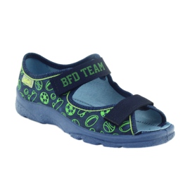 Befado chaussures pour enfants sandales pantoufles 969x124 vert bleu marine 1