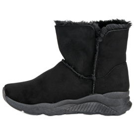 Lemax Bottes de neige élégantes avec fourrure le noir 1