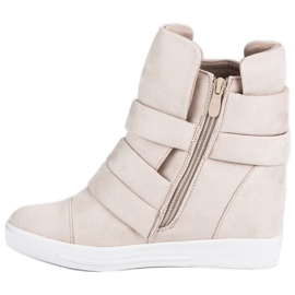 Baskets compensées beiges 2
