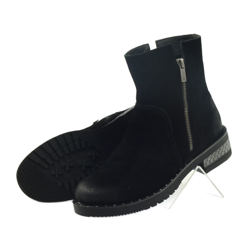 American Club Bottines américaines bottes d'hiver en daim le noir 4