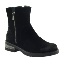 American Club Bottines américaines bottes d'hiver en daim le noir 1