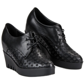 J. Star Chaussures ajourées sur un coin le noir 3