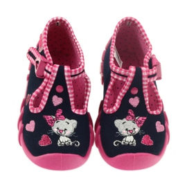 Chaussures enfants Befado 110p330 pantoufles bleu marin rose 4