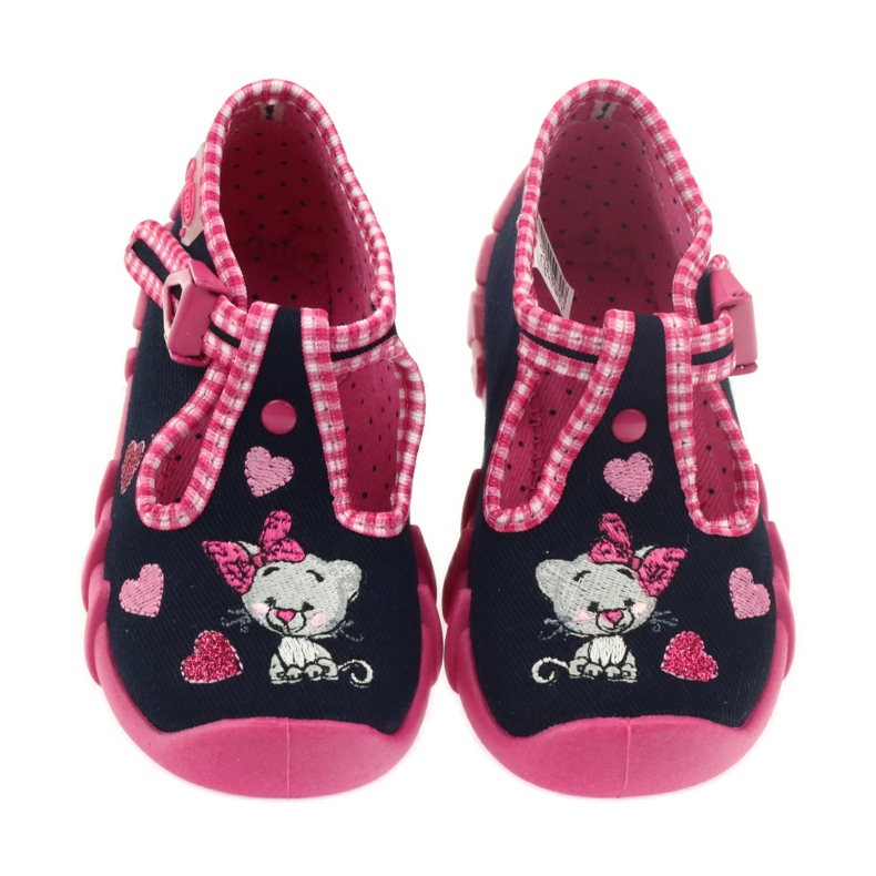Chaussures enfants Befado 110p330 pantoufles bleu marin rose 4