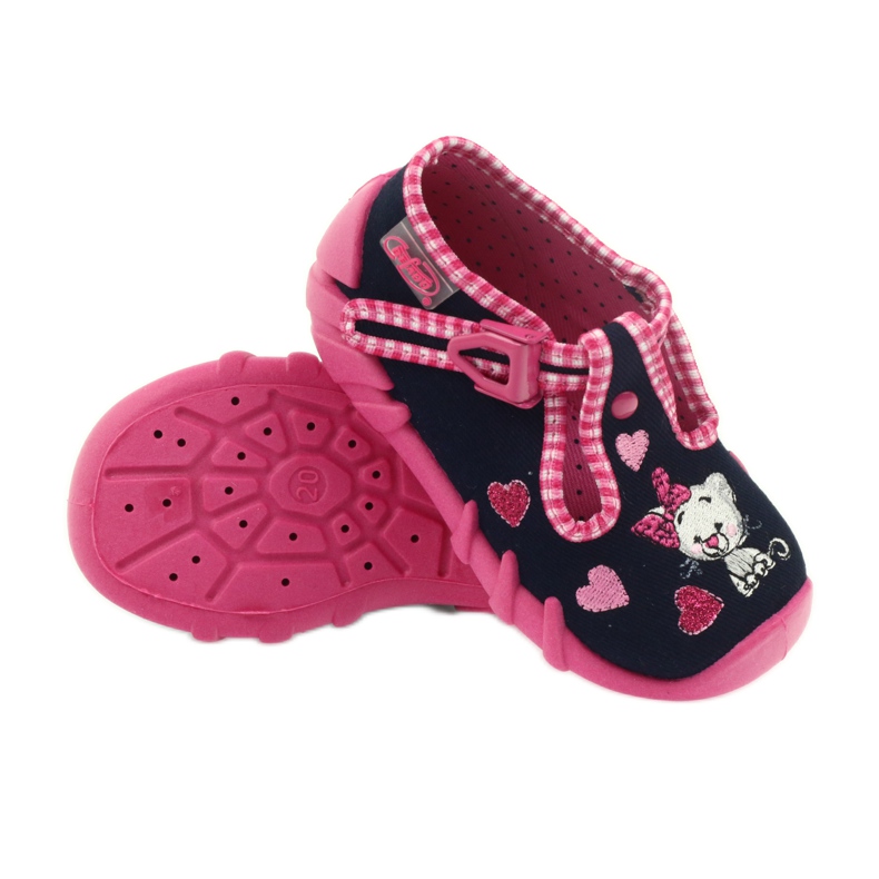 Chaussures enfants Befado 110p330 pantoufles bleu marin rose 3