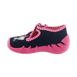 Chaussures enfants Befado 110p330 pantoufles bleu marine rose 2