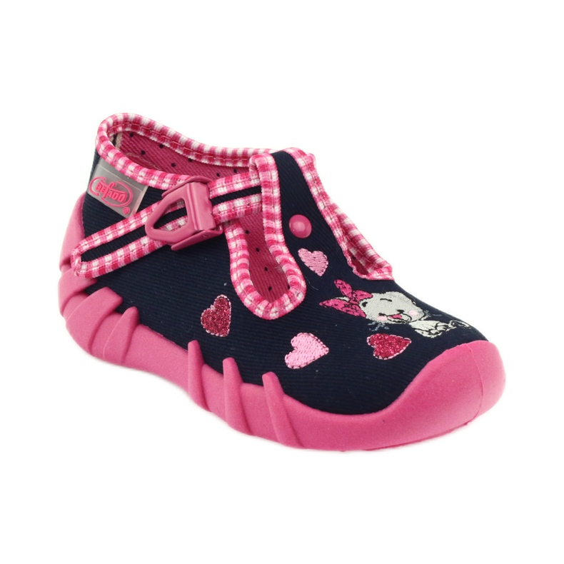 Chaussures enfants Befado 110p330 pantoufles bleu marin rose 1
