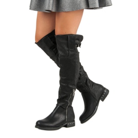 SDS Bottes noires à talons plats le noir 1 SDS Bottes noires à talons plats le noir 1