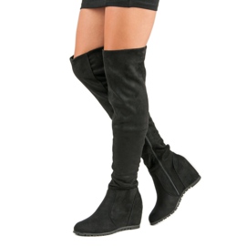 Seastar Bottines compensées en daim le noir 2