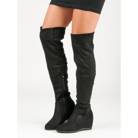 Seastar Bottines compensées en daim le noir 1