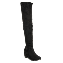 Seastar Bottines compensées en daim le noir 3