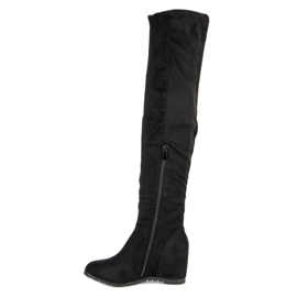 Seastar Bottines compensées en daim le noir 4