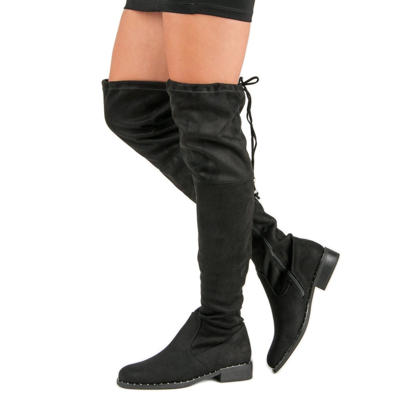Seastar Bottines plates en daim le noir 1