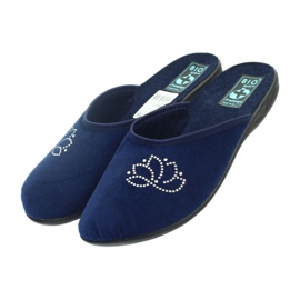 Chaussons velours paillettes Adanex bleu marine 3