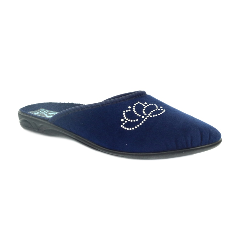 Chaussons velours paillettes Adanex bleu marine 1