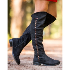 Super Me Bottines en daim à talons plats le noir 6