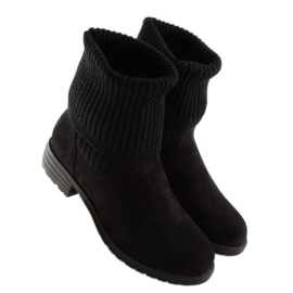 Noir ZH757 Bottes noires avec une tige de pull le noir 3