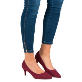 Escarpins en daim bordeaux rouge 4