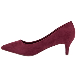 Escarpins en daim bordeaux rouge 1